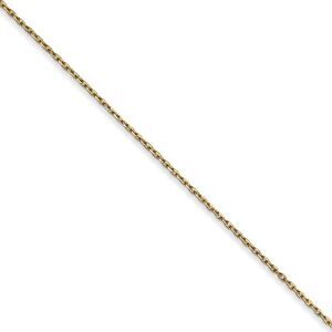 0.8mm 14k Yellow Gold Solid Diamond Cut Cable Chain Necklace, 18 Inch